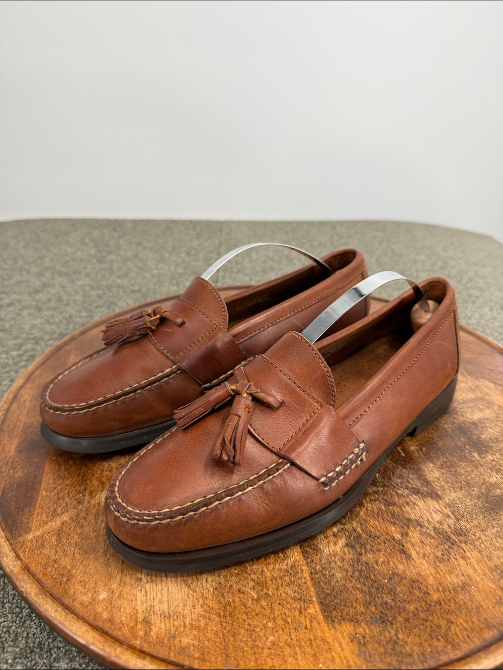 Bass Shoes Mens 8 D Brown Leather Tassel Loafers Slip On Casual